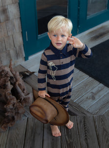 Classic Carolina Rugby Stripe L/S Romper