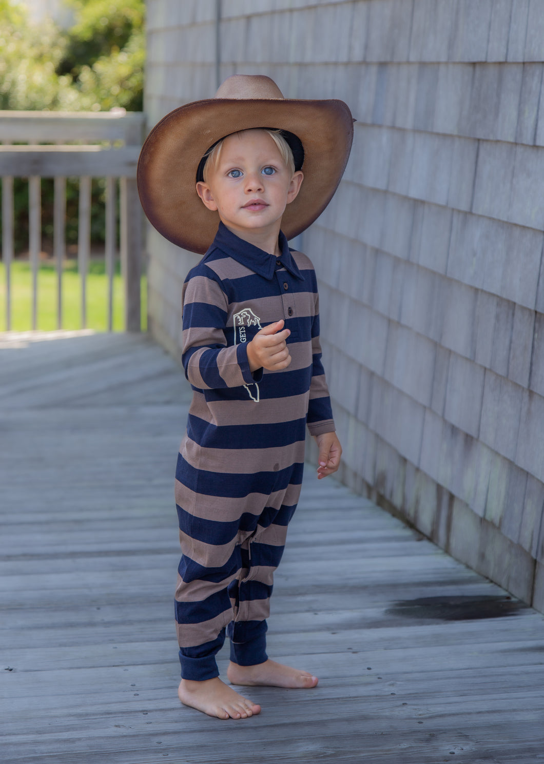 Classic Carolina Rugby Stripe L/S Romper